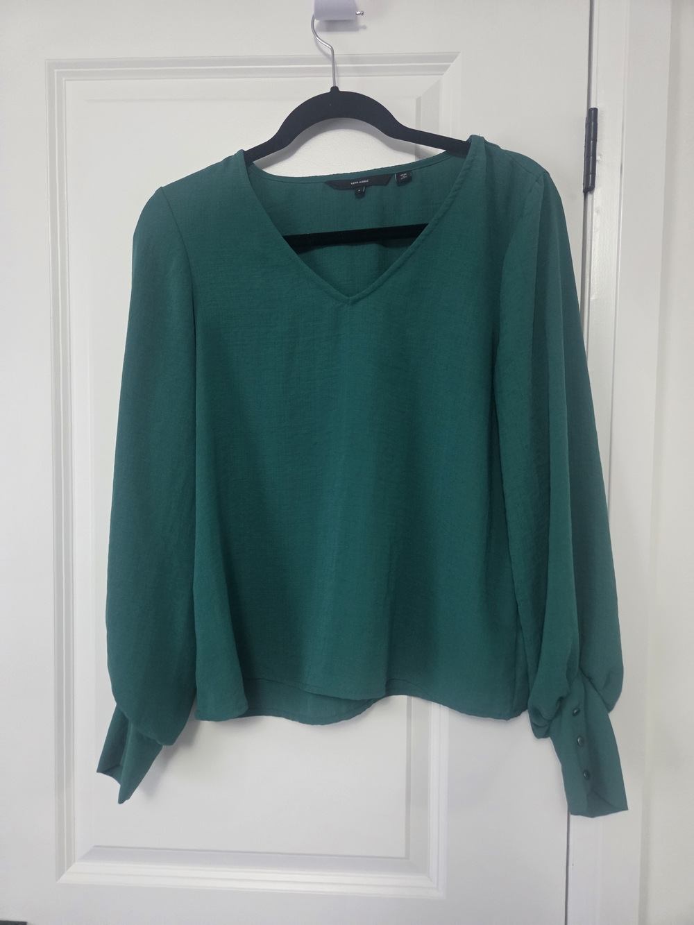 Vero Moda Emerald Green V-Neck Long Sleeve Blouse